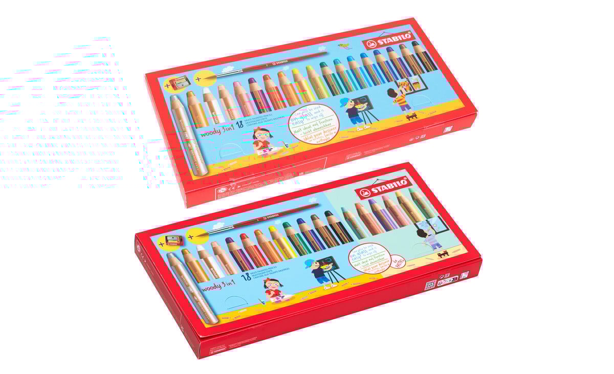 STABILO® Buntstifte „woody 3-in-1“, 18er-Etui