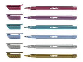 Kores® Fasermaler Style Brush Marker Metallic, 6 Stück