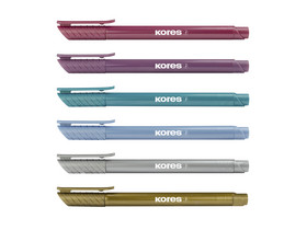 Kores® Fasermaler Style Brush Marker Metallic, 6 Stück