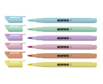 Kores® Fasermaler Brush Tip Marker Pastel Style 6 Stück