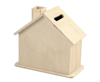 Spardose Hausform blanko aus Holz 5 Stück