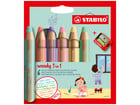 STABILO® Buntstifte woody 3 in 1 pastell Kartonetui inkl Spitzer 6 Farben