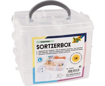 folia Sortierbox transparent mit bis zu 18 Fächern