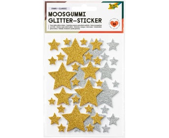 folia Moosgummi Glitzer Sticker Sterne 50 Stück