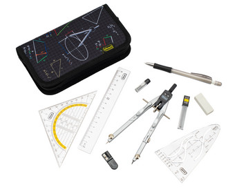 Geometrie Set mit Zirkel im Etui 11 teilig