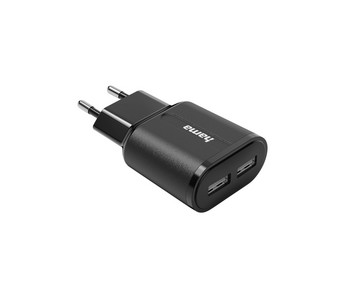 hama Ladegerät 2x USB A 12 W Schwarz