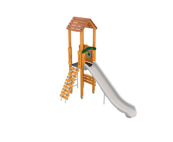Rutschenturm mit Kletterwand Massivholz