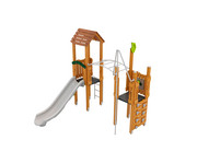 Spieltürme mit Rutsche Rutschstange und Kletterwand Massivholz 1