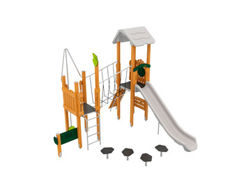 Spieltürme mit Kletterbrücke Rutsche und Rutschstange Massivholz