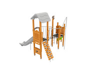 Spieltürme mit Kletterbrücke Rutsche und Rutschstange Massivholz 2