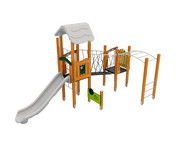 Spielanlage mit Wackelbrücke Rutsche und Kletternetz Massivholz 2