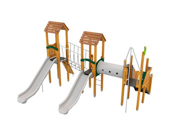 Spielanlage XXL mit Rutschen Netzbrücke und Tunnel Massivholz