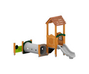 Spielturm mit Tunnel und Rutsche Massivholz 1