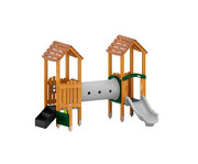 Spieltürme mit Tunnel Brücke und Rutsche Massivholz 1