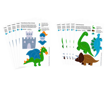 Prickel Vorlagen Dino und Ritterburg 10 Stück