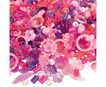 Kunststoff & Motivperlen Mix Rosa Pink & Lila 1000 Stück