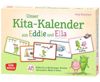 Unser Kita Kalender mit Eddie und Ella – 48 Bildkarten