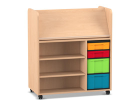 Flexeo® Bücherwagen fahrbar, 2 kleine, 2 grosse Boxen