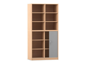 Flexeo® Rollladenschrank, 12 Fächer, Mittelwand, Tür unten, Breite 94,4 cm