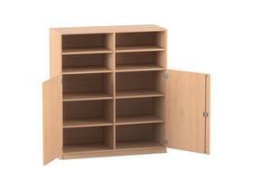 Flexeo® Schrank, 10 Fächer, Mittelwand, 2 Halbtüren, Breite 126,4 cm