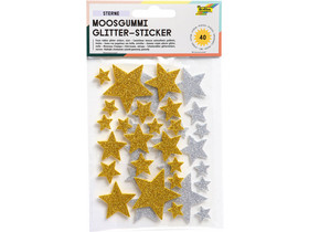 Moosgummi-Glitzer-Sticker „Sterne“, 80 Stück