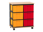 Flexeo® Fahrbares Containersystem mit Ablage 6 grosse Boxen