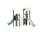 Spielturm mit Kletternetz und Rutschen
