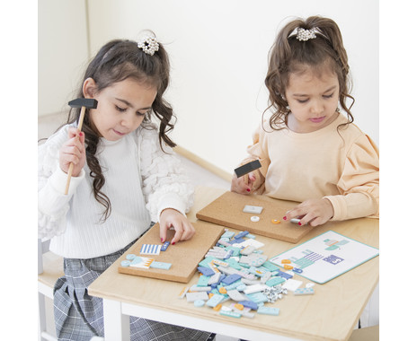 QH-Shop Hämmerchenspiel Aus Holz Für Kinder Ab 4 Jahre – Montessori Lernspiel Mit Hammer & Nägeln