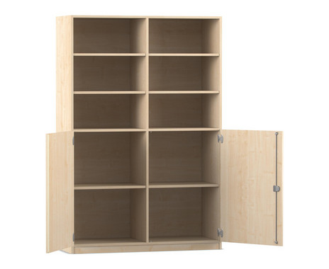 Flexeo® Schrank 10 Fächer 2 Halbtüren Mittelwand Breite 126 4 cm