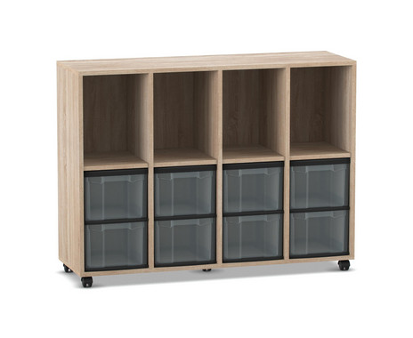 Flexeo® Regal 4 Reihen 8 grosse Boxen 4 Fächer oben