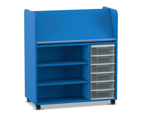 Flexeo® Bücherwagen fahrbar beidseitig 6 kleine Boxen