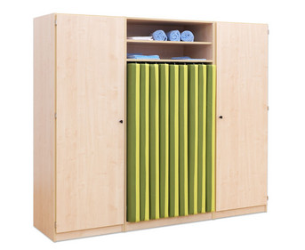 Flexeo® Liegepolsterschrank für 9 Liegepolster 16 schmale Fächer 2 Türen