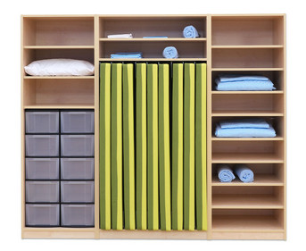 Flexeo® Liegepolsterschrank für 9 Liegepolster 14 Fächer 10 Boxen