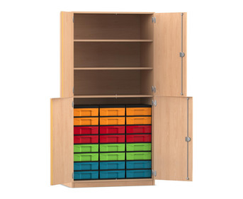 Flexeo® Schrank 24 kleine Boxen 3 Fächer 4 Halbtüren