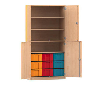 Flexeo® Schrank 9 grosse Boxen 4 Fächer 4 Halbtüren