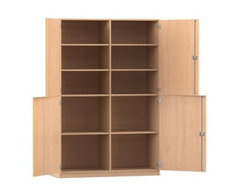 Flexeo® Schrank 10 Fächer Mittelwand 4 Halbtüren Breite 126 4 cm