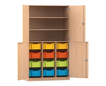 Flexeo® Halbtürenschrank PRO 3 Reihen 12 Boxen Gr M 3 Fächer 4 Halbtüren