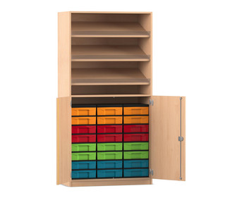 Flexeo® Schrank 3 Schrägablagen 24 kleine Boxen 2 Halbtüren