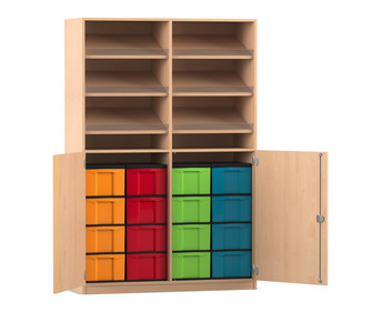 Flexeo® Schrank 6 Schrägablagen 16 grosse Boxen 2 Halbtüren