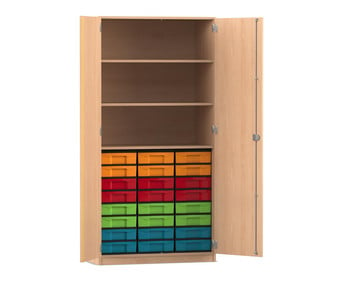 Flexeo® Schrank 24 kleine Boxen 3 Fächer 2 Türen