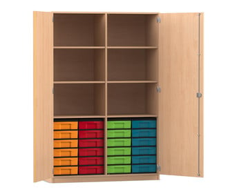 Flexeo® Schrank 24 kleine Boxen 6 Fächer Mittelwand 2 Türen