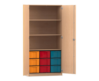 Flexeo® Schrank 9 grosse Boxen 3 Fächer 2 Türen