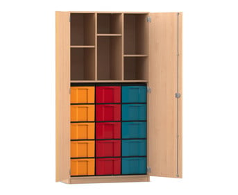 Flexeo® Schrank 15 grosse Boxen 6 Fächer 2 Türen