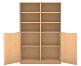 Flexeo® Schrank 10 Fächer 2 Halbtüren Mittelwand Breite 126 4 cm