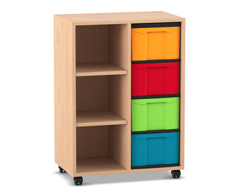 Flexeo® Regal 2 Reihen 4 grosse Boxen 3 Fächer links