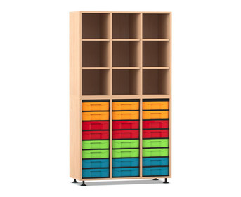 Flexeo® Regal 3 Reihen 24 kleine Boxen 9 Fächer oben
