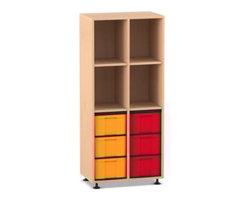 Flexeo® Regal 2 Reihen 6 grosse Boxen 4 Fächer oben