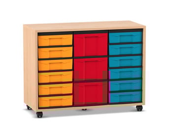 Flexeo® Regal 3 Reihen 12 kleine Boxen 3 grosse Boxen