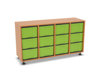 Flexeo® Regal 4 Reihen 12 grosse Boxen Mittelwand
