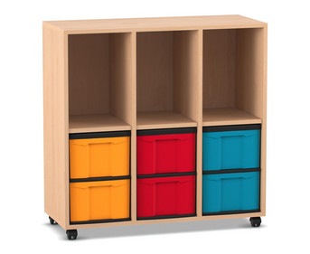 Flexeo® Regal 3 Reihen 6 grosse Boxen 3 Fächer oben